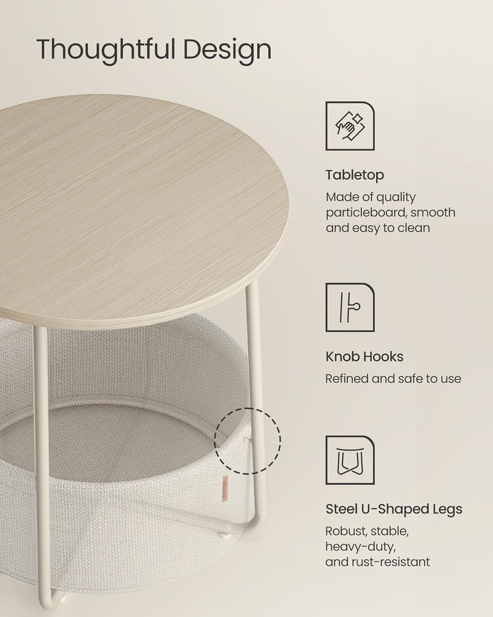 VASAGLE LILEA Collection - Small Round Side End Table, Modern Nightstand with...