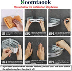 Hoomtaook Corner Caddy Bathroom Shower Shelf Wall Mounted No Drilling 2 Tier Storage Shelves Adhesive Triangle Baskets Silver Bathroom Kitchen Storage Basket
