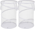BATTOO 2 Pack White Large Collapsible Laundry Basket Foldable Mesh Pop Up Hamper with Handles for Laundry Room, Bathroom, Kids Room, College Dorm, Travel, Camping, Gift Basket