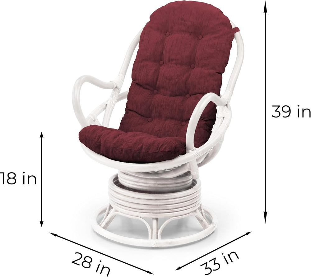 Java Lounge Swivel Rocking Chair with Dark Brown Cushion Natural Rattan Wicke...
