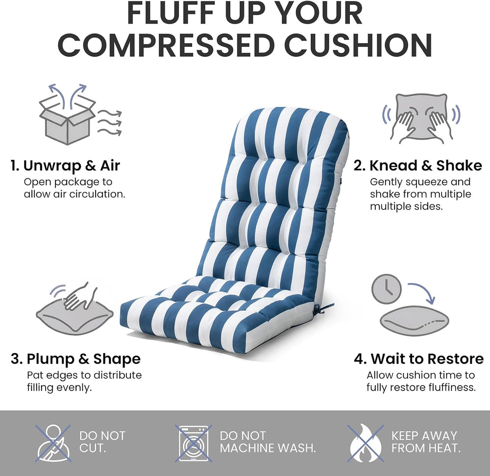 50x20x4 In Adirondack Chair Cushion Set of 2, Thick Outdoor Chair Cushion