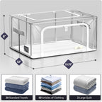 Sorbus Storage Bins with Metal Frame - Stackable & Foldable Clothes Organizer Bags - Clear Soft Plastic Storage Containers (2 Pack, Small)