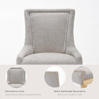 Dining Chairs Set of 8, Kitchen & Dining Room Chairs, Chenille Fabric Upholstered Dinning Chairs, Sillas De Comedor, Nailhead Trim, Metal Legs (Beige, 8 Pcs)