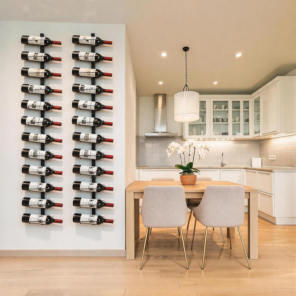 2 Pack 12 Bottle Wall Wine Rack for 24 Wine Bottles, DIY Detachable Wall Moun...