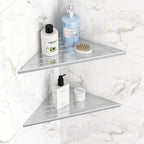 Corner Shower Shelves, 12” Recessed Tile Shower Shelf, 304 Stainless Steel Grout in Corner Tile Shower Shelves, No Drilling, Brushed Nickel, 2 Pack