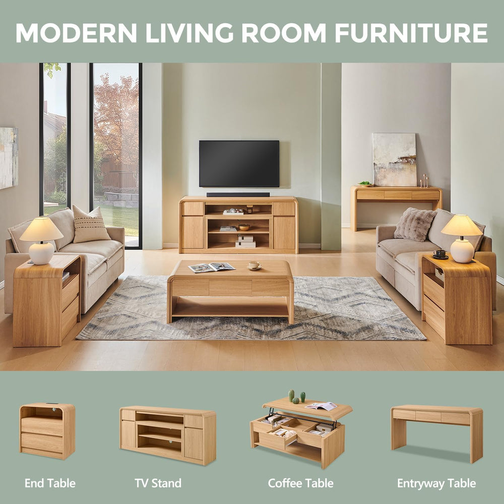 Aitjunz 63'' Console Table with 3 Drawers, Modern Entryway Table with...