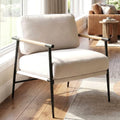 DUOMAY Beige Modern Accent Chair Chenille Upholstered Lounge Bedroom Chair with Metal Legs Comfy Lightweight Living Room Chair Armchair for Home Reading