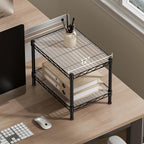 SINGAYE 2 Small Shelves Kitchen Storage Shelf Wire Shelving Unit Metal Shelf Adjustable Organizers Storage Shelving for Office Pantry Black 12" D X 18" W X 12" H