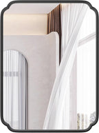 28"x36" Black Bathroom Mirror with Rustproof Metal Frame, Modern Rounded Corner Wall Mirror for Vanity Over Sink, Horizontal/Vertical Hanging