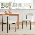 Beige Faux Leather Dining Chairs Set of 2, Armless Upholstered Kitchen Chair,Modern Dining Room Chair with Curved Backrest