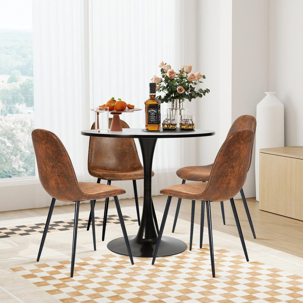 FurnitureR Mid-Century Modern Suede Dining Chairs Set of 4 with Metal Legs, U...
