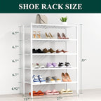 Smiry Shoe Rack, 5 Tier Thick Bamboo Shoe Organizer, Stackable Free Standing Wooden Shoe Storage Shelf for Closet, Entryway, Front Door Entrance, White