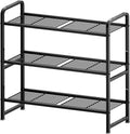 3 Tier Simple Shelf Organizer for Indoor Outdoor, Waterproof Heavy Duty Steel Shelving Unit Plant Stand for Living Room Bathroom Balcony Garden, Easy Assemble, Pitch Black