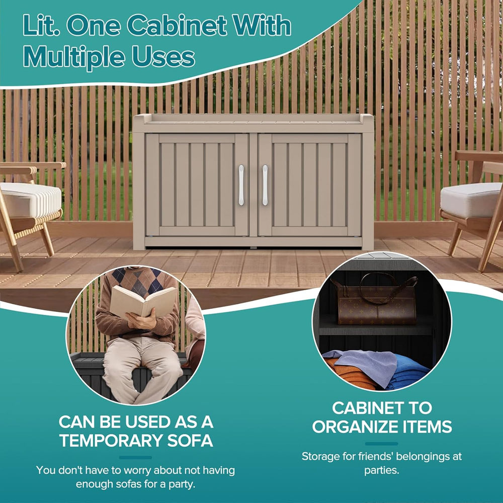 Waterproof UV-Resistant Outdoor Shoe Rack, 2-Tier Storage Cabinet Bench with ...