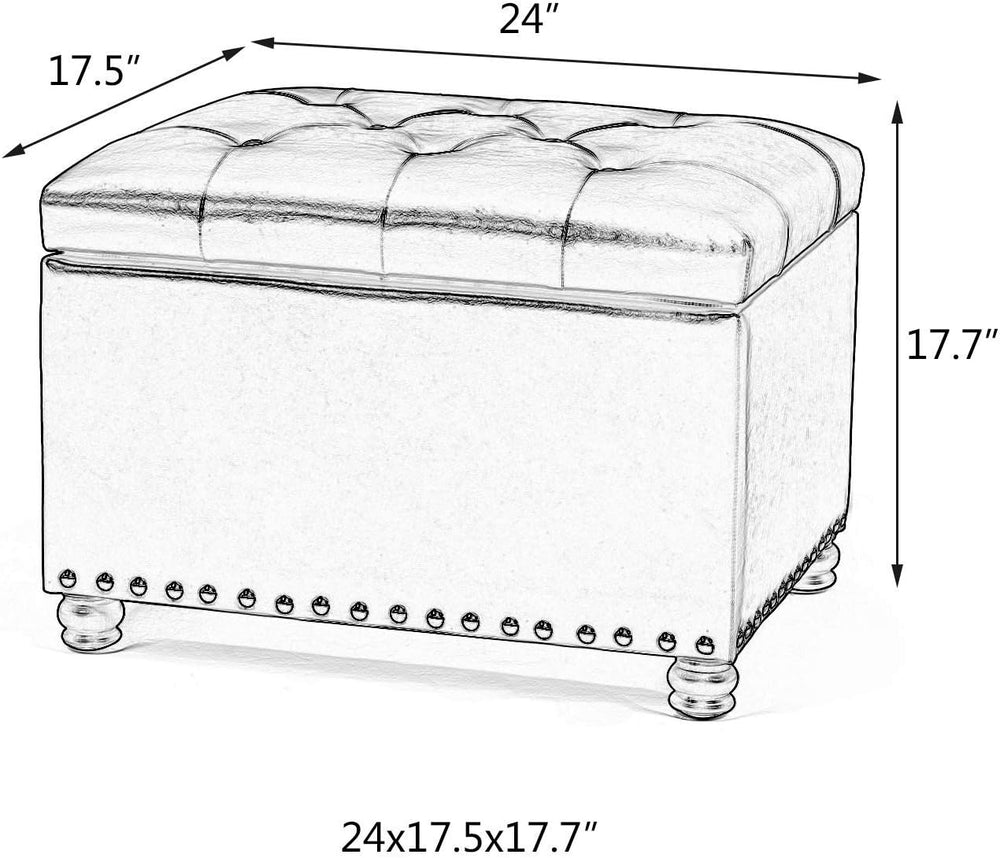 Joveco 24" Rectangular Ottoman with Storage for Living Room, Upholstered...