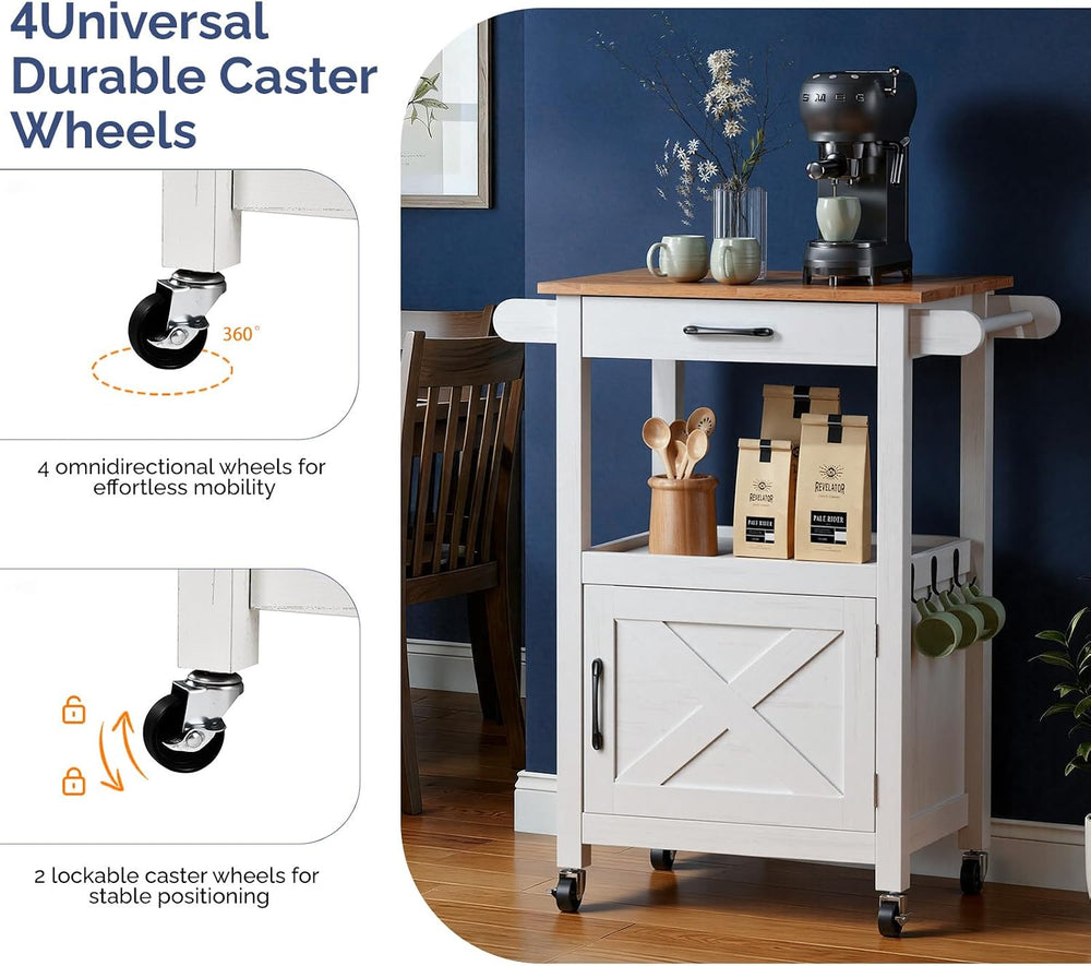 VINGLI Rolling Kitchen Island Cart with Storage Cabinet & Microwave Stand...