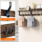 Evermagin 35" Coat Rack Wall Mount with Shelf, 4 in 1 Coat and Key Hanger with 13 Metal Hooks, Entryway Wall Mounted Shelf with Mail Holder for Living Room, Bedroom, Rustic Brown