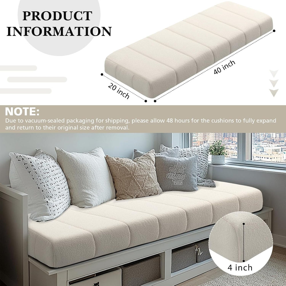 Wenqik 40x20x4 Inch Bench Cushion for Indoor Outdoor Furniture, Beige