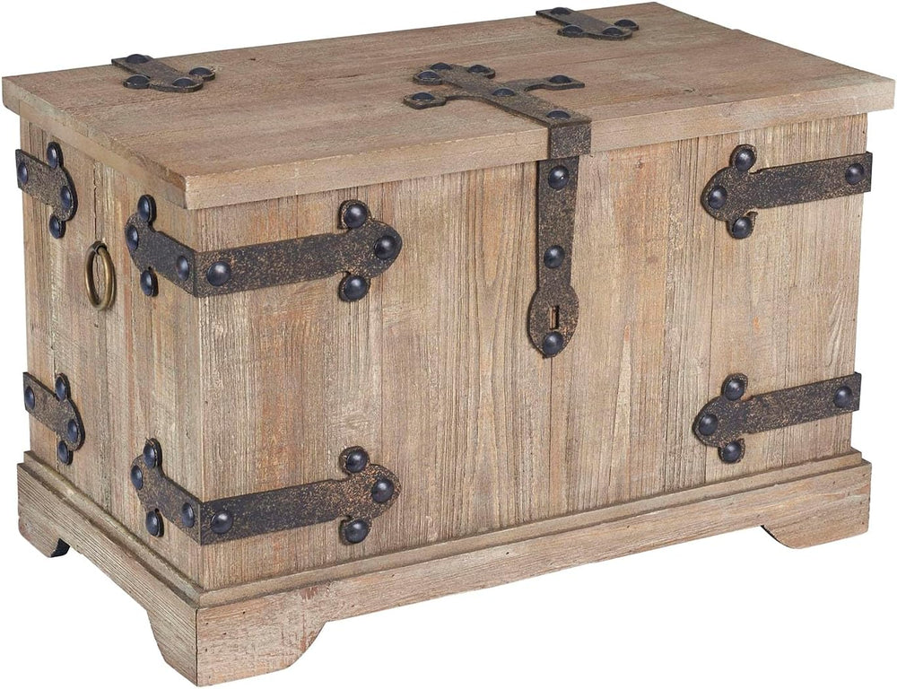 Household Essentials Decorative Trunk, Victorian, Small, Chinese Fir Wood, Ag...