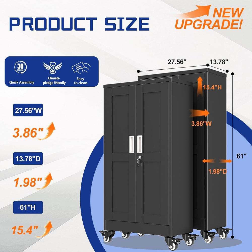 GAIOUS Metal Garage Storage Cabinet with Lock, 61” Tall Lockable File Cabinet...