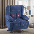 Electric Power Lift Recliner Chair, Oversized Reclining Chair with 8 Massage,Recliner Single Sofa with 2 Cup Holders,Side Pockets,USB Charge Port,Remote Control for Living Room,Bedroom,Blue