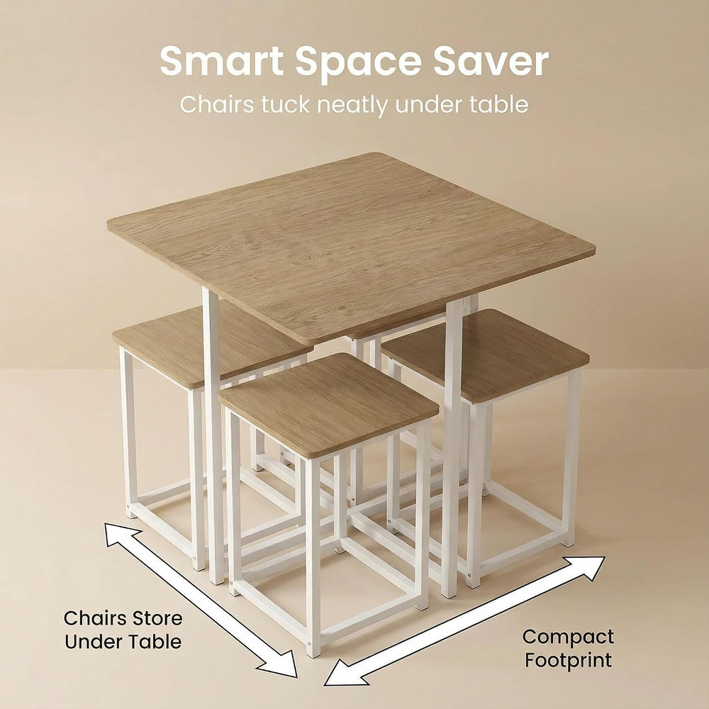 Tangkula Compact Dining Table Set for 4, Small Kitchen Table Set with Square ...