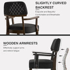 Velvet Dining Chairs with Arms Set of 2, Upholstered Dining Room Chairs with Hardwood Legs & Open Curved Backrest,Modern Accent Kitchen Chairs 350 LBS Capacity, Black