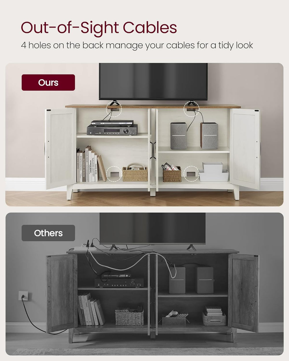VASAGLE Buffet Cabinet, Coffee Bar, Adjustable Shelf | Sideboard Storage with...
