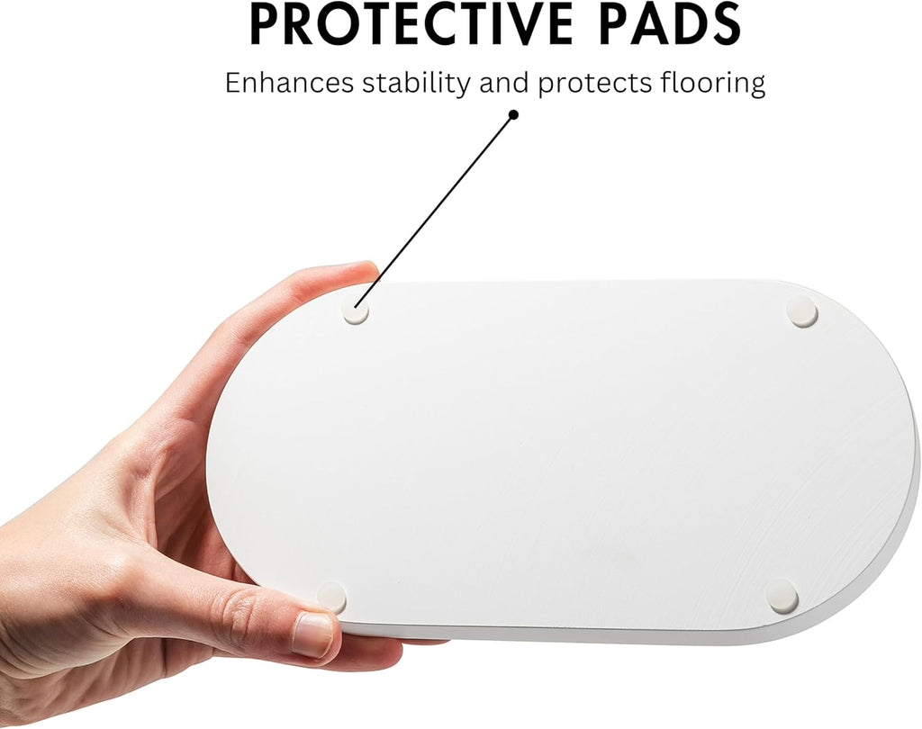 Matte White Round Soap Dispenser Tray, 8” Soap and Lotion Bottle Tray Organizer Plate for Bathrooms, Kitchens, Countertops - Holds 2 Soap Dispensers
