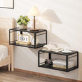 Floating Nightstand Set of 2, Wood Bedside Shelf Wall Mounted Nightstand, Floating Bedside Table for Bedroom, Living Room, Bathroom, Kitchen, Office (Black)