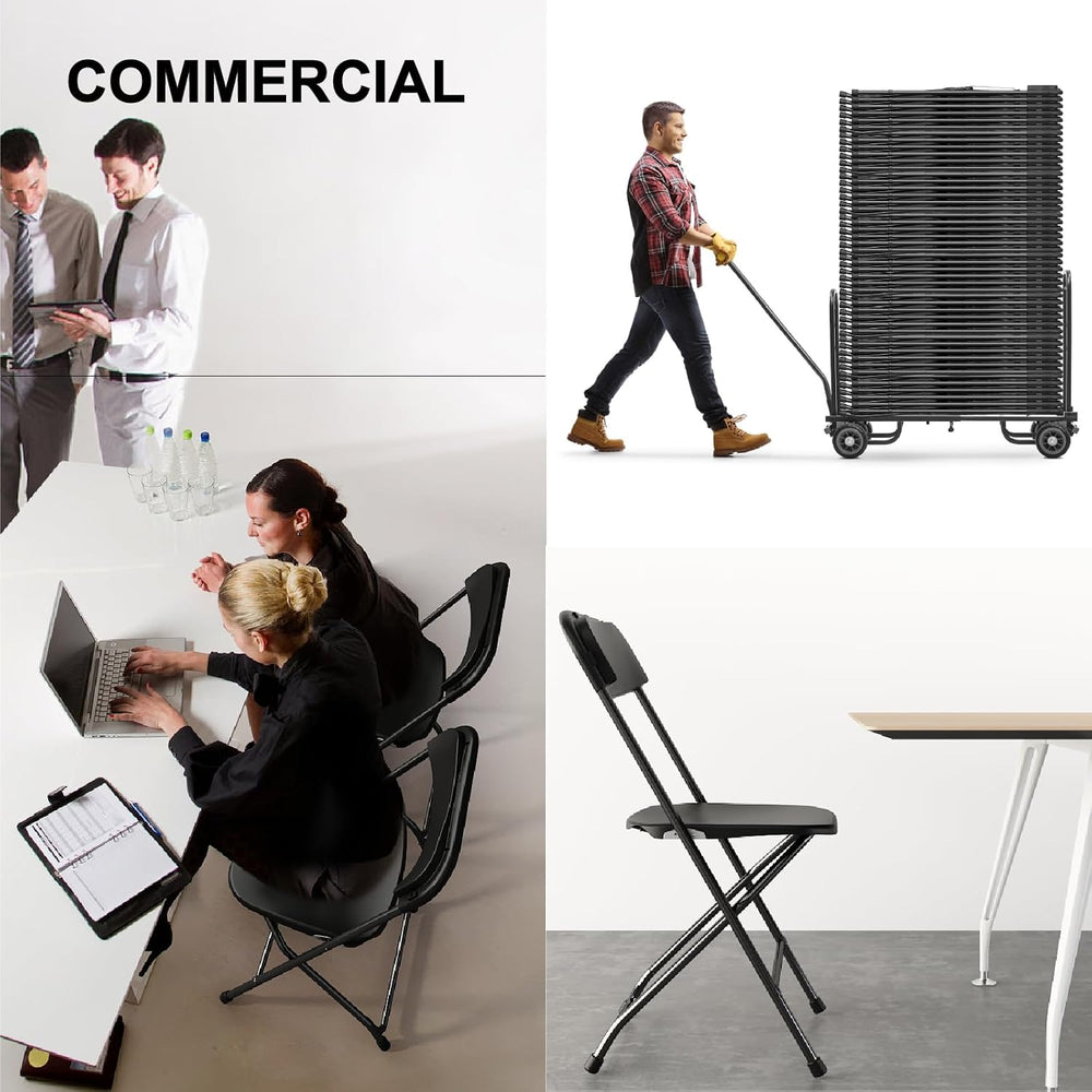 Black Folding Chairs 10 Pack for Wedding Party School, 350lbs