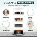 Acrylic 5-Layer Organizer & Display Case for Belts, Jewelry, Kitchen, and Closet Accessories - Transparent Storage for Watches, Rings, and Cosmetics