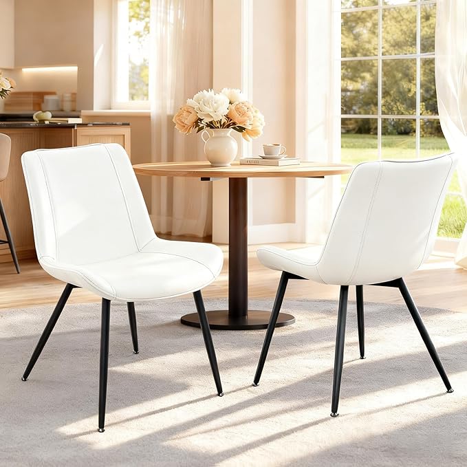 Brage Living Dining Chairs Set of 2, PU Leather Modern Armless Kitchen Dining...
