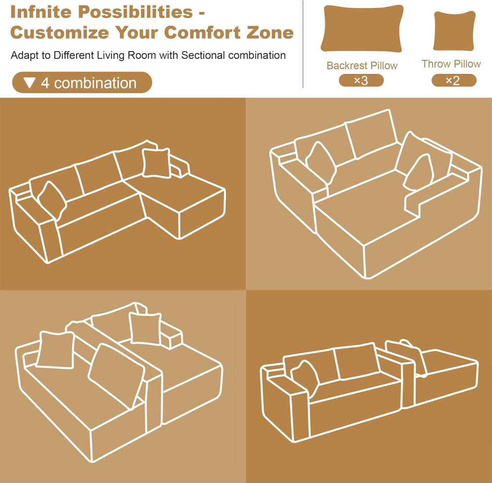 AUGOP 108" Sectional Couches for Living Room Modern Modular Sofa with L-...