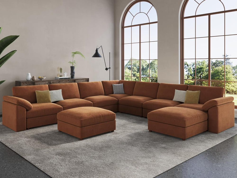 EASE MOOSE Oversized Modular Sectional Sofa with Ottoman, Modern Luxury Wide ...