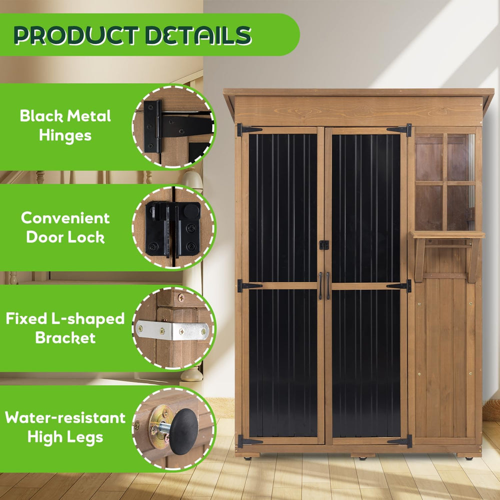 51" L Outdoor Storage Cabinet Waterproof with Shelves, Outside Storage S...