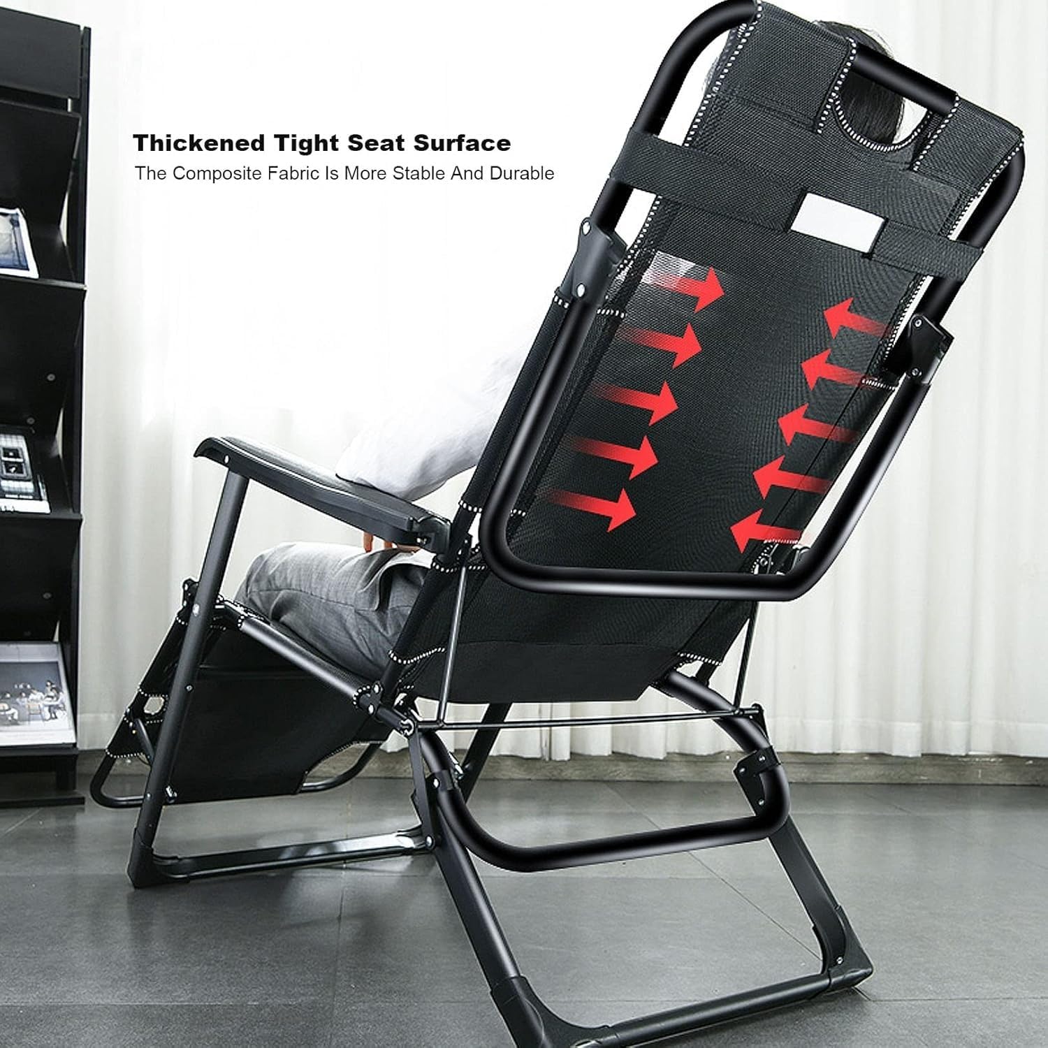 Portable Lounge Chairs Folding Reclining Chairs Sun Patio Chaise Pool Lawn Chaise with Soft Cushion(Recliner)
