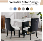 Modern Dining Chairs Set of 8, Tufted Upholstered Dining Chair with Solid Wood Legs, Velvet and Leather Dining Chairs, Sillas de Comedor, Comfy Kitchen Chair (White+Black, 8Pcs)
