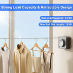 Retractable Clothesline Indoor, Non-Sagging Outdoor Clothes Drying Line Retracting Heavy Duty Clothes Drying Laundry Line Wall Mounted Stainless Steel Line - 15.6 Feet (Square Gray)