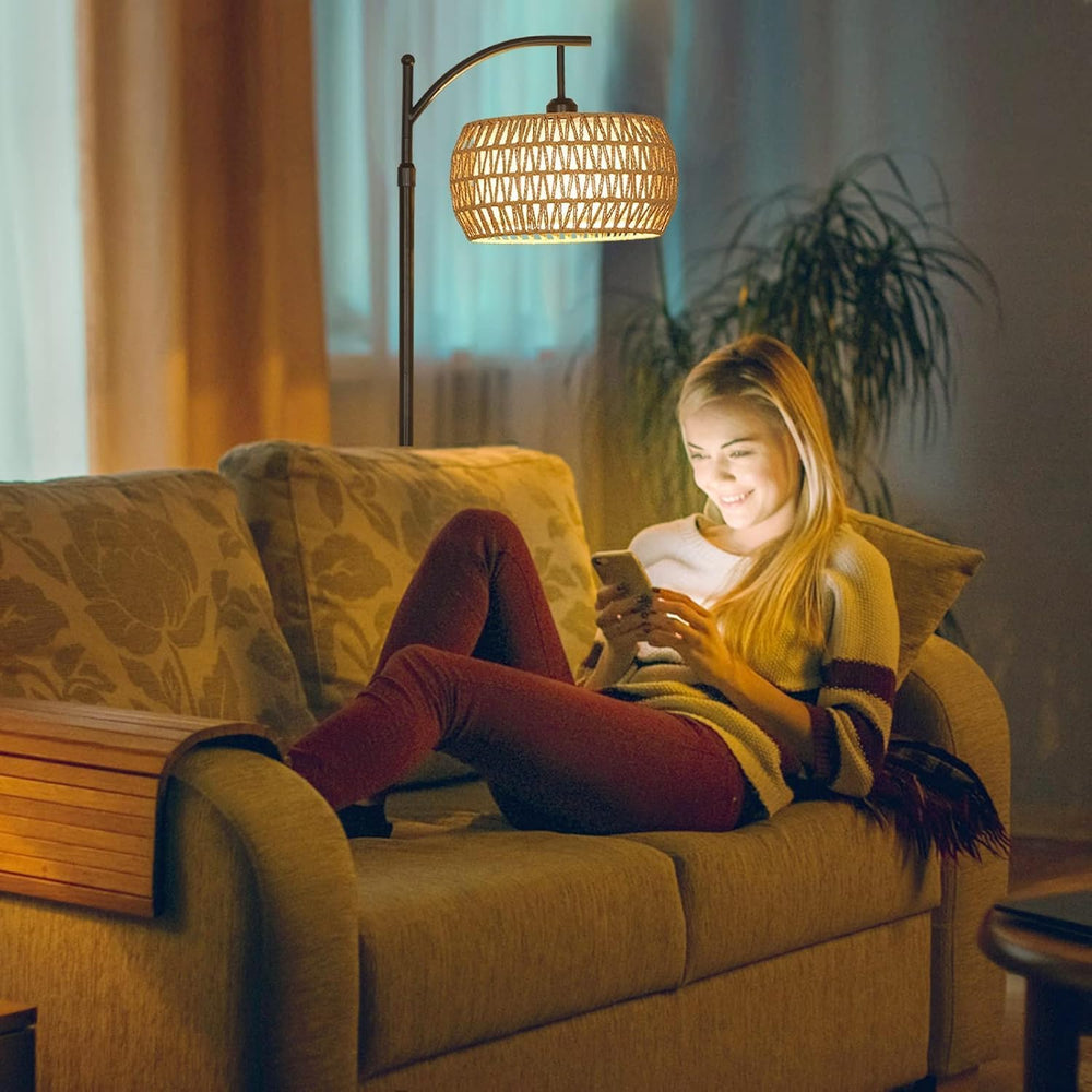 eyassi Arc Floor Lamp with 3 Color Temperatures, LED Gold Floor Lamp with Rem...
