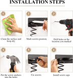 BSICPRO Hair Dryer Holder-3 in 1 Blow Dryer Holder-Metal Bathroom Hair Tool Organizer Wall Mounted-Bathroom Organizer for Hairdryer Curling Iron Flat Iron (Black)