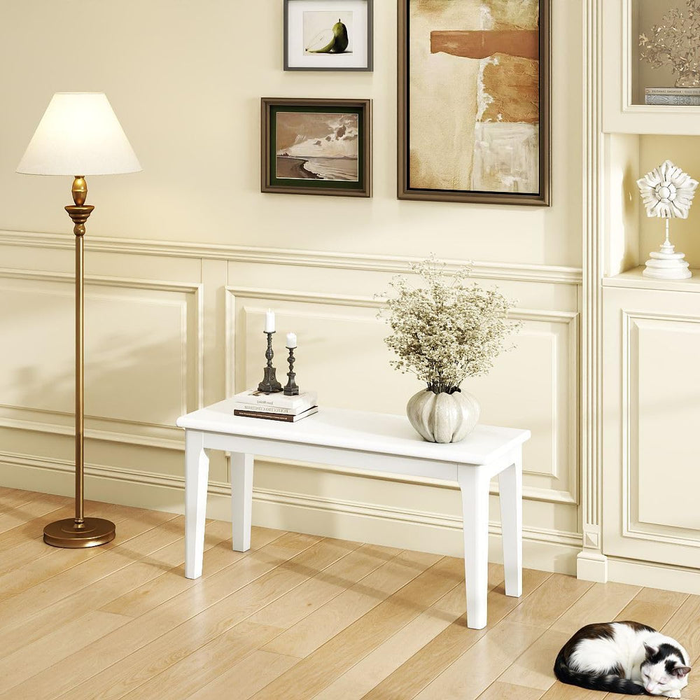 Dining Bench 39.4" Solid Oak Wooden Bed End＆Entryway Bench for Living Ro...