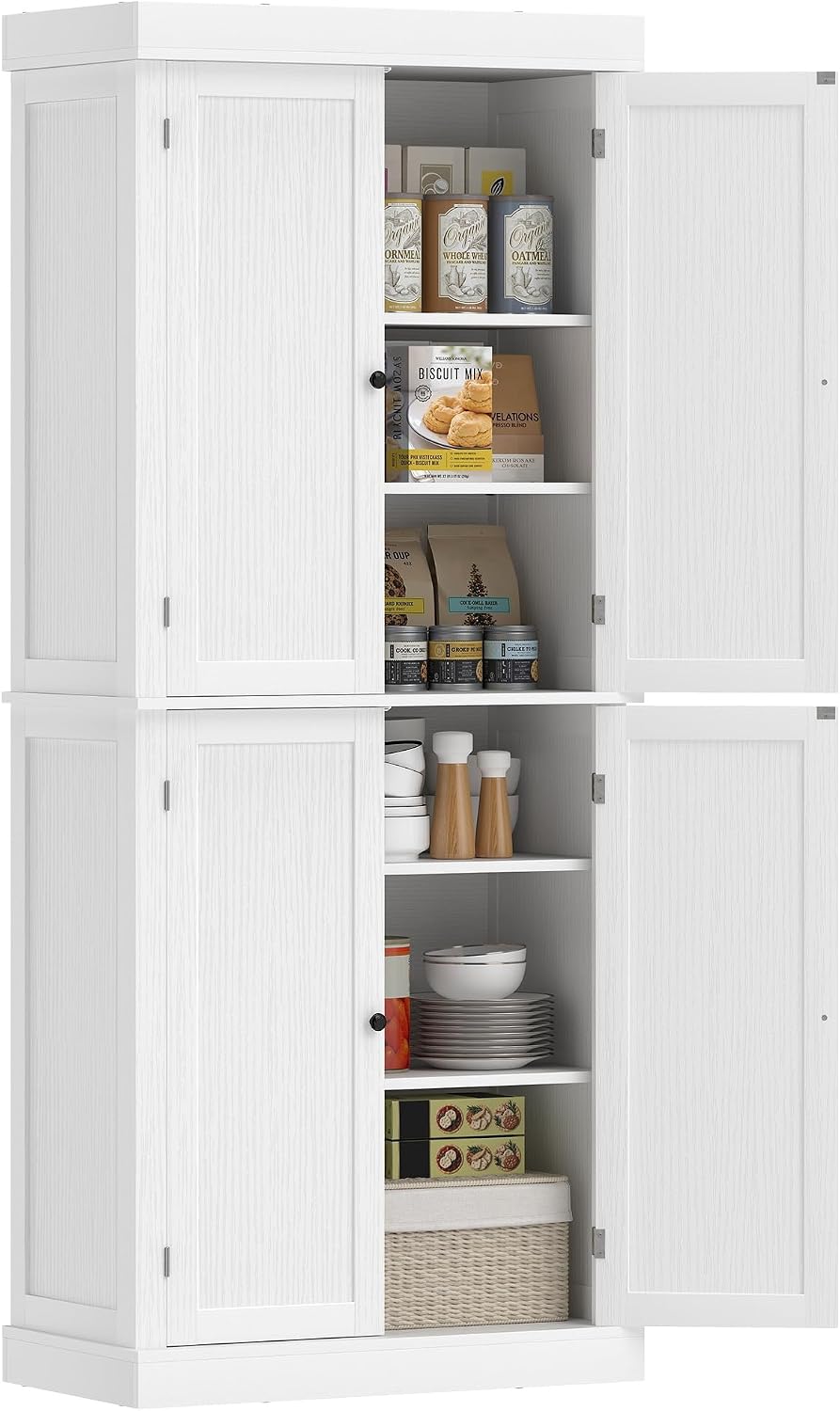 HOMCOM 72.5" Tall Kitchen Pantry Cabinet, Freestanding Modern Farmhouse ...