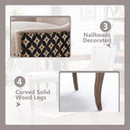 Modern Dining Chairs Set of 6, High Back Dining Chairs Side Chairs with Solid Wood Legs, Upholstered Fabric Dining Room Chairs for Dining Room Kitchen, Beige and Patterned