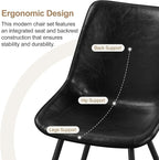 Yaheetech Dining Chairs Set of 4 Modern Upholstered Dining Room Chairs with Faux Leather Seat and Metal Legs for Home, Kitchen, Armless Design, Black