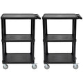 Pearington 3-Tier Compact Multi-Purpose Utility Cart with Lockable Wheels and Ergonomic Handle, Black, 2 Pack