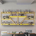 63in Large Wall Mounted Wine Rack 3 Tier Metal Wine Bottle Holder Modern Diamond Design Floating Bar Liquor Bottles Storage Rack for Home Restaurant Bar Decorative (Gold, 3 Tier - 63in)