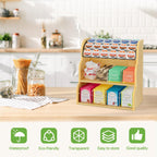 LASZOLA Bamboo Tea Bag and Coffee Holder Organizer for Cabinet Counter Office, 3 Tier Large Capacity Vertical K Cup and Tea Packet Storage Rack, Sturdy Display Stand, Easy Assemble