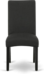 East West Furniture LGDR5-BLK-24 5 Piece Dining Set Includes a Rectangle Dining Room Table with Butterfly Leaf and 4 Black Color Linen Fabric Upholstered Chairs, 42x84 Inch, Black