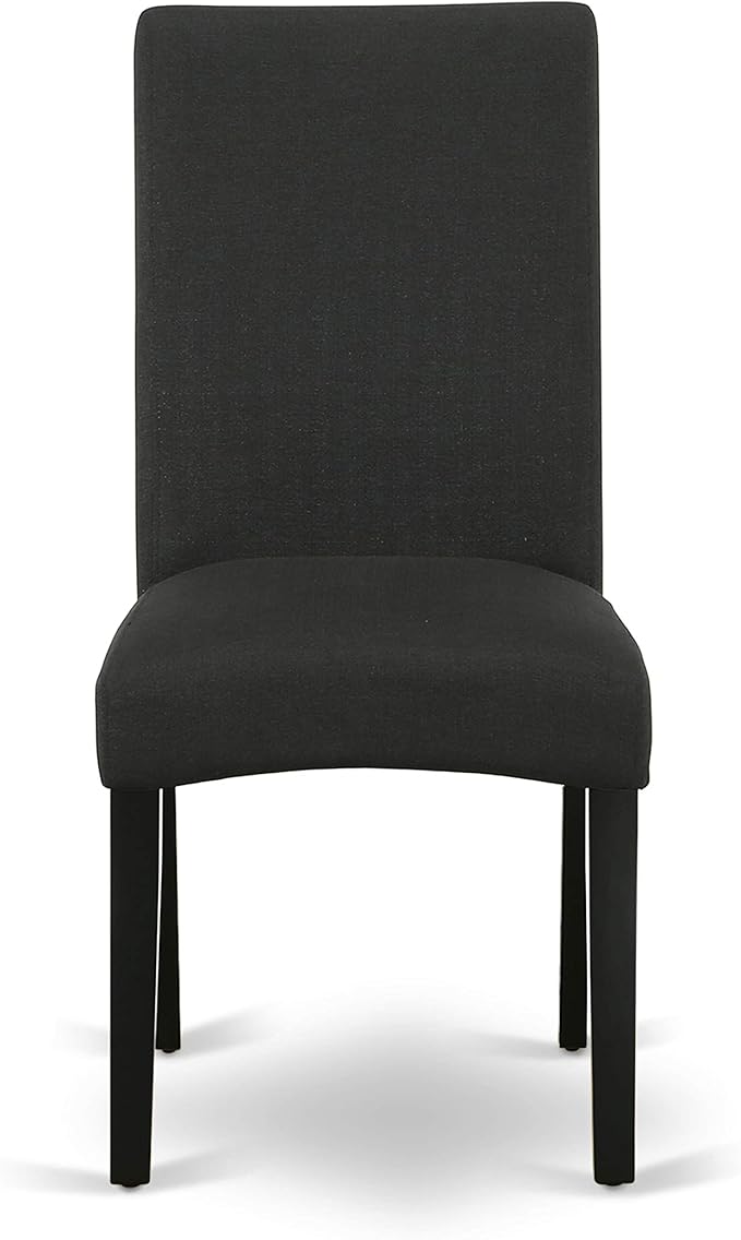 East West Furniture LGDR9-BLK-24 9 Piece Dining Room Set Includes a Rectangle Kitchen Table with Butterfly Leaf and 8 Black Color Linen Fabric Upholstered Chairs, 42x84 Inch, Black